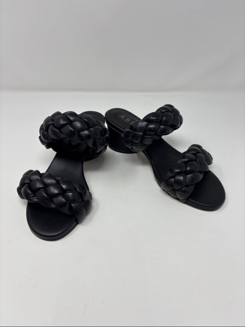 Able | 6.5 Braided Double-Strap‎ Black Slide Sandals 6.5M